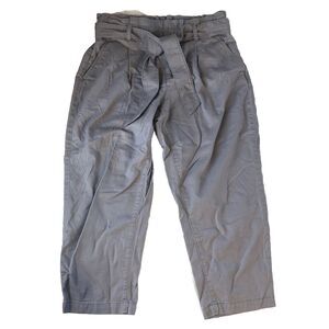 Loft Women’s High Rise Paper Bag Cropped Pants Light Gray Size 12 Petite
